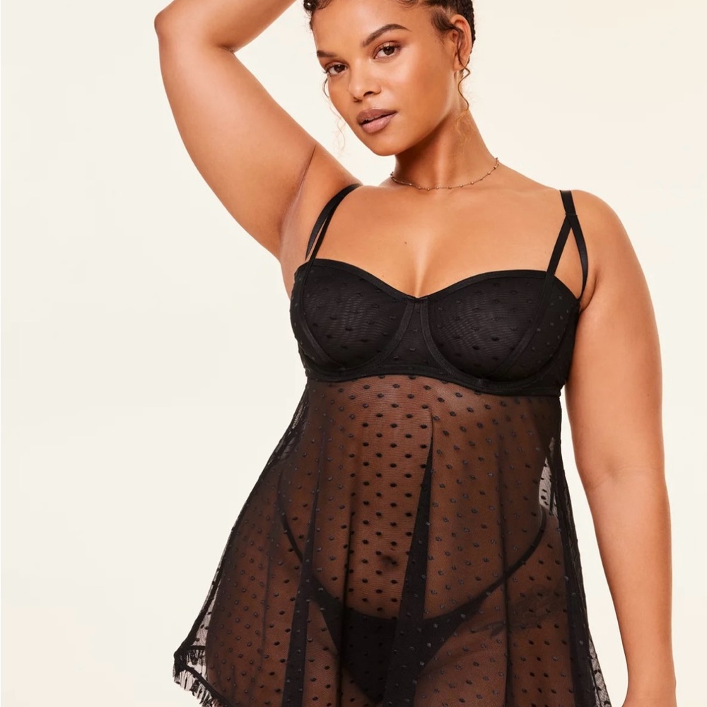 NWT Adore Me Black Sheer Chemise